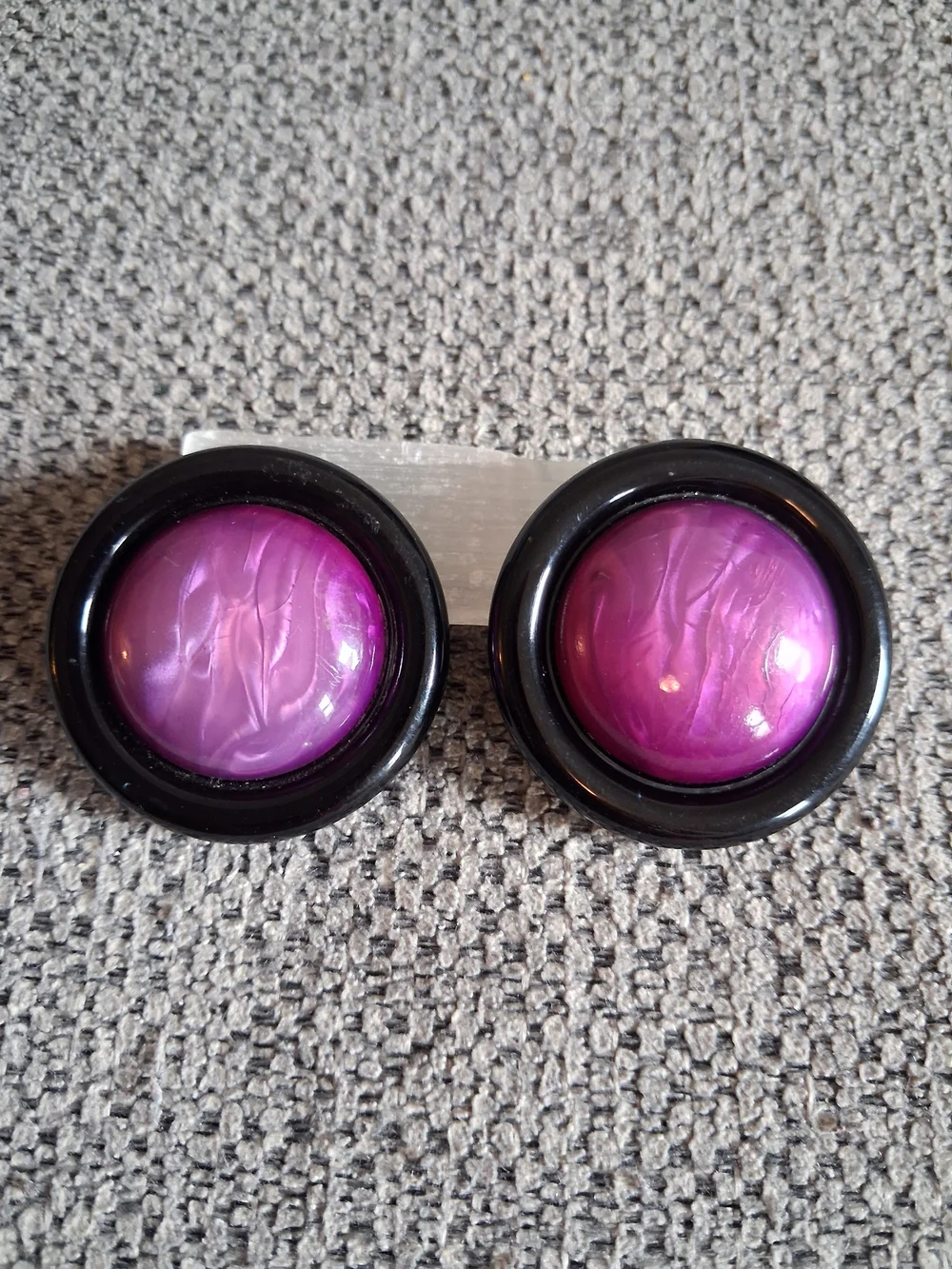 Classic Round Vintage Purple Button-Style Clip On Earrings